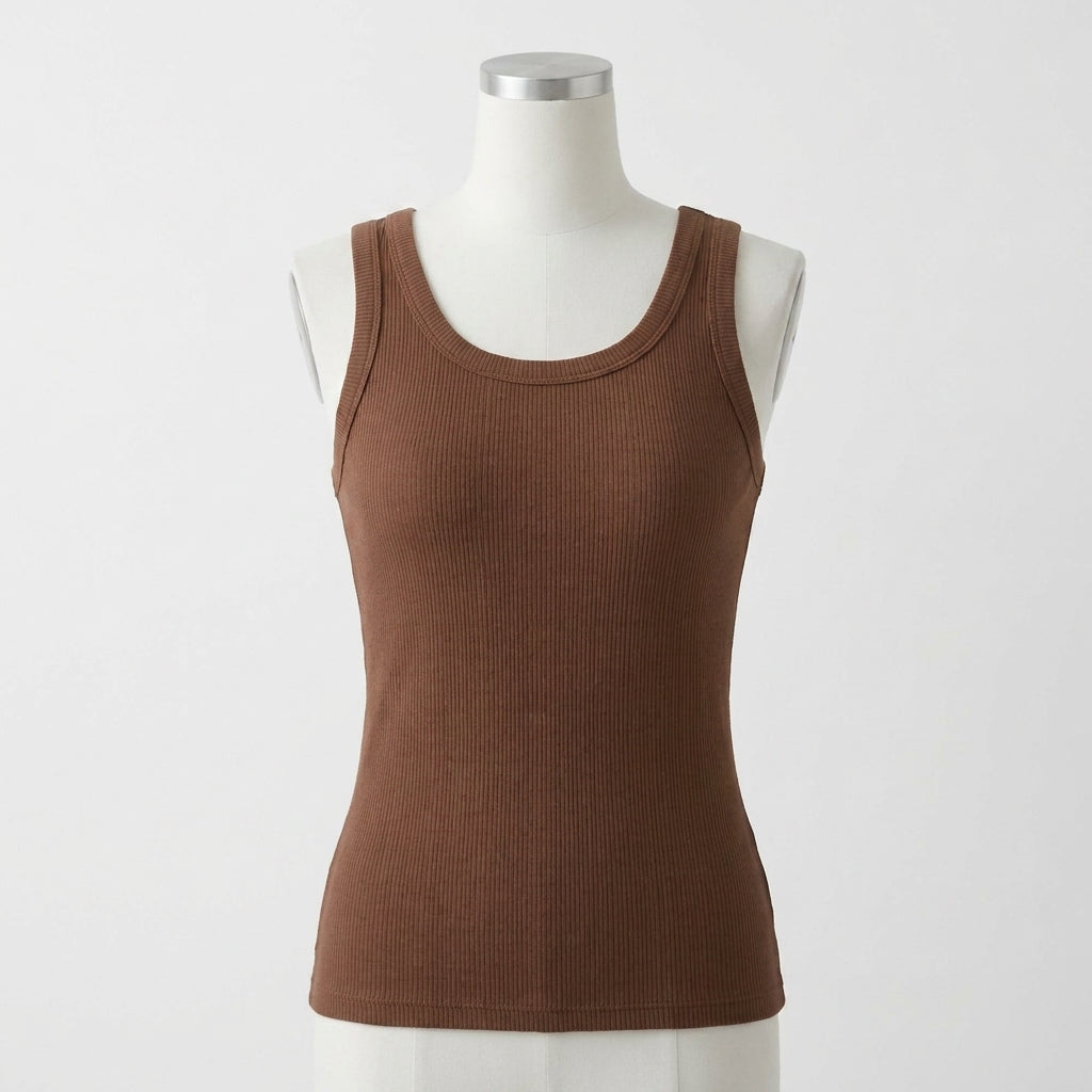 Mary's Ribbed Cotton Built-in Bra Tank
