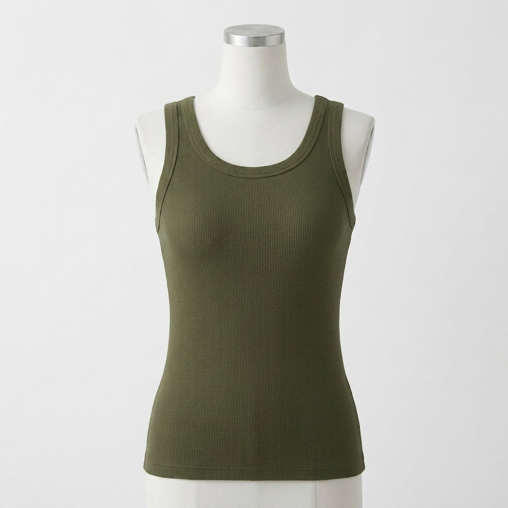 Mary's Ribbed Cotton Built-in Bra Tank
