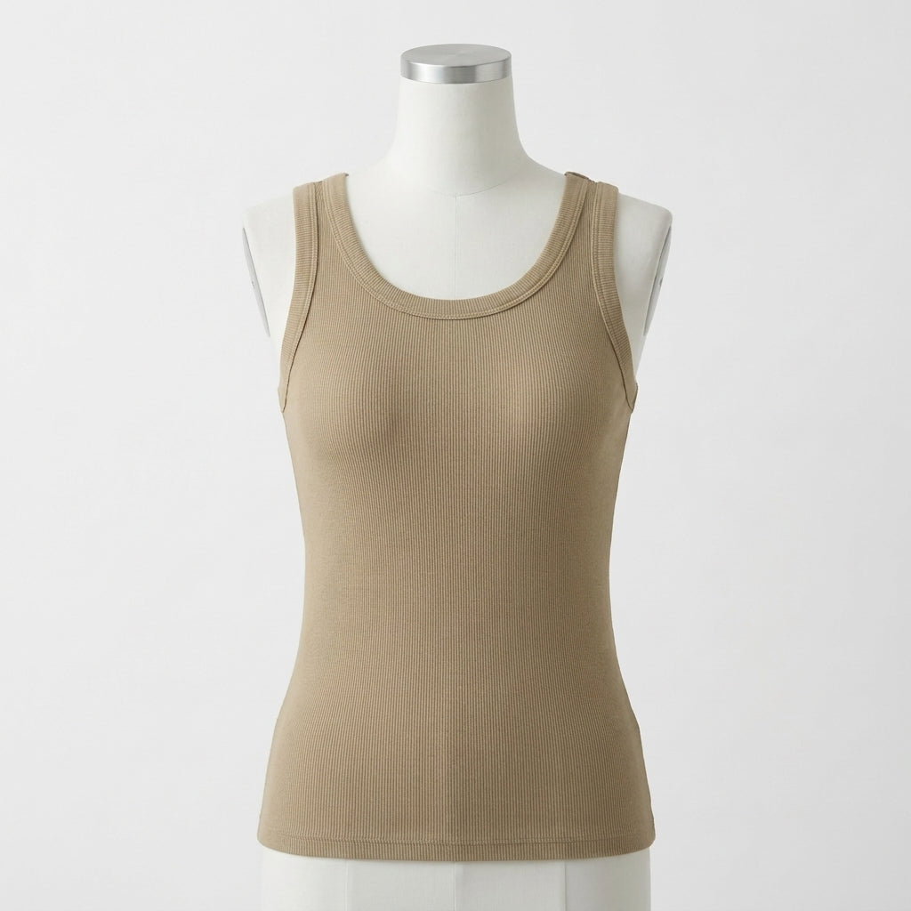 Mary's Ribbed Cotton Built-in Bra Tank